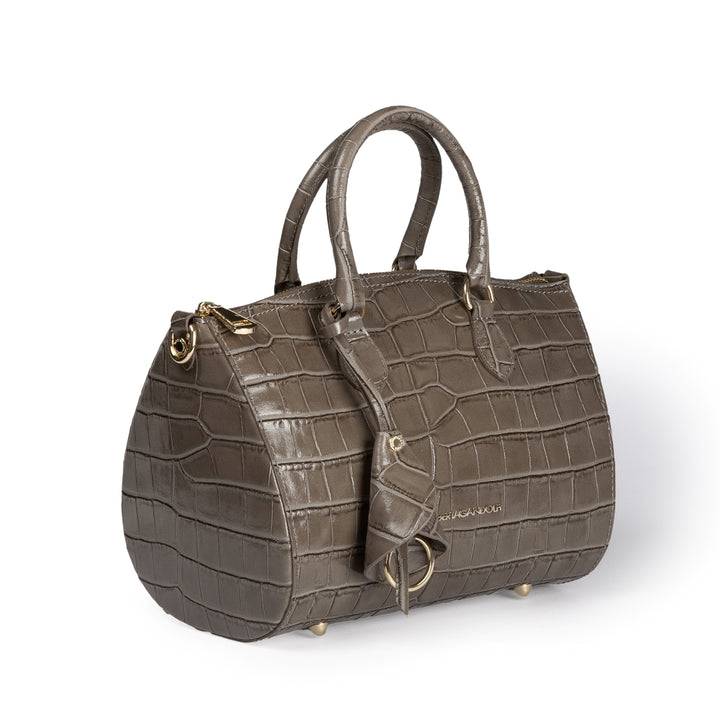 Roberta Gandolfi Nicole Cocco bowling in pelle lucida stampa cocco con tracolla staccabile e regolabile Shopping Online