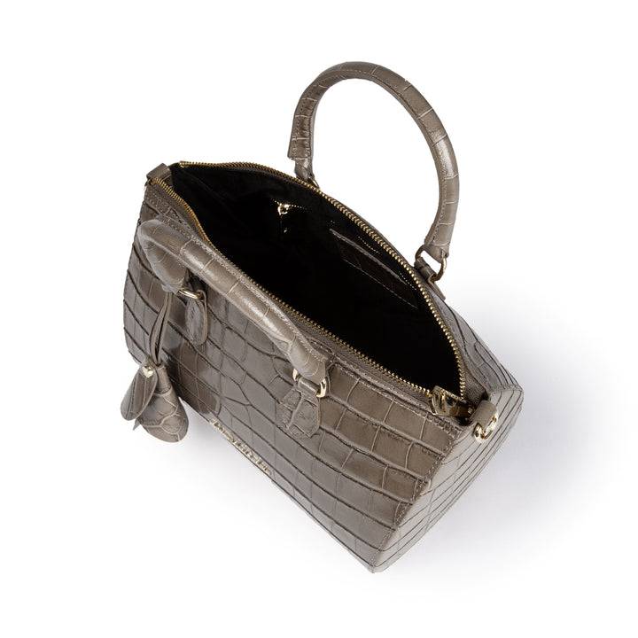 Roberta Gandolfi Nicole Cocco bowling in pelle lucida stampa cocco con tracolla staccabile e regolabile Shopping Online