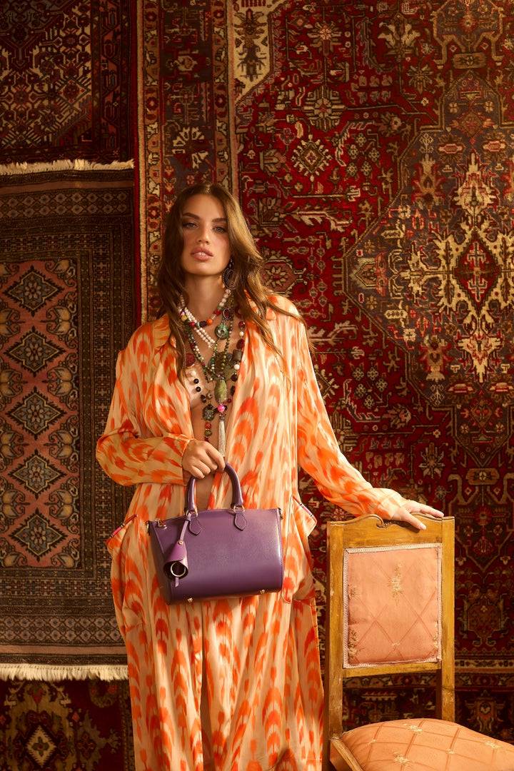 Roberta Gandolfi Nicole bowling in pelle stampa "light saffiano" con tracolla staccabile e regolabile Sottocosto