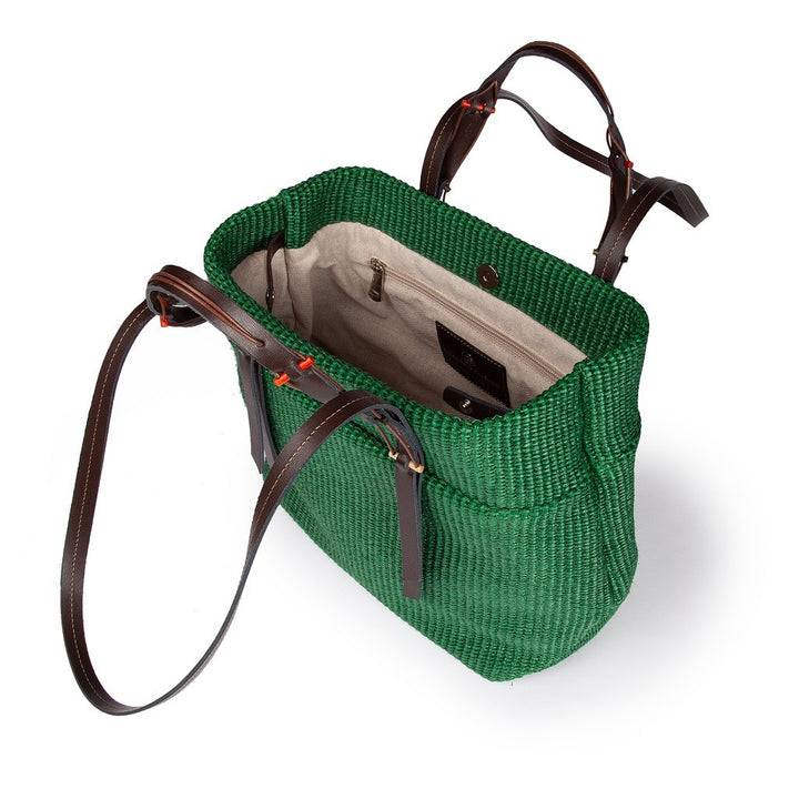 Roberta Gandolfi Fernanda Tote in rafia con finiture in pelle di vitello a doppia portabilità mano o shopping Soddisfazione Garantita