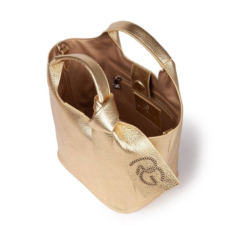 Roberta Gandolfi Maia handbag borsa a mano in pelle martellata e tracolla staccabile Sottocosto