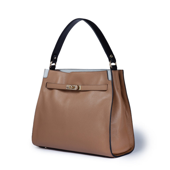 Roberta Gandolfi Frida Satchel in pelle martellata con tracolla logata in tessuto regolabile Convenienza