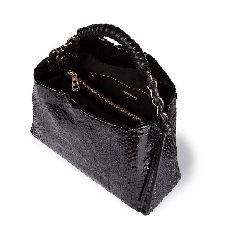 Roberta Gandolfi Amina Pitone large borsa a mano in pitone e finiture in pelle di vitello con manico tubolare fasciato e tracolla staccabile Promozione Limitata