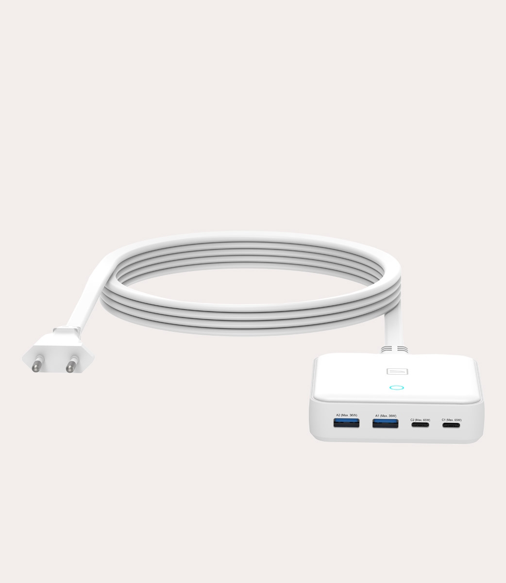 Tucano Cricabatteria 4 porte da scrivania da 65W USB-A/USB-C GaN con cavo da 1 5 mt e presa EU In Saldo