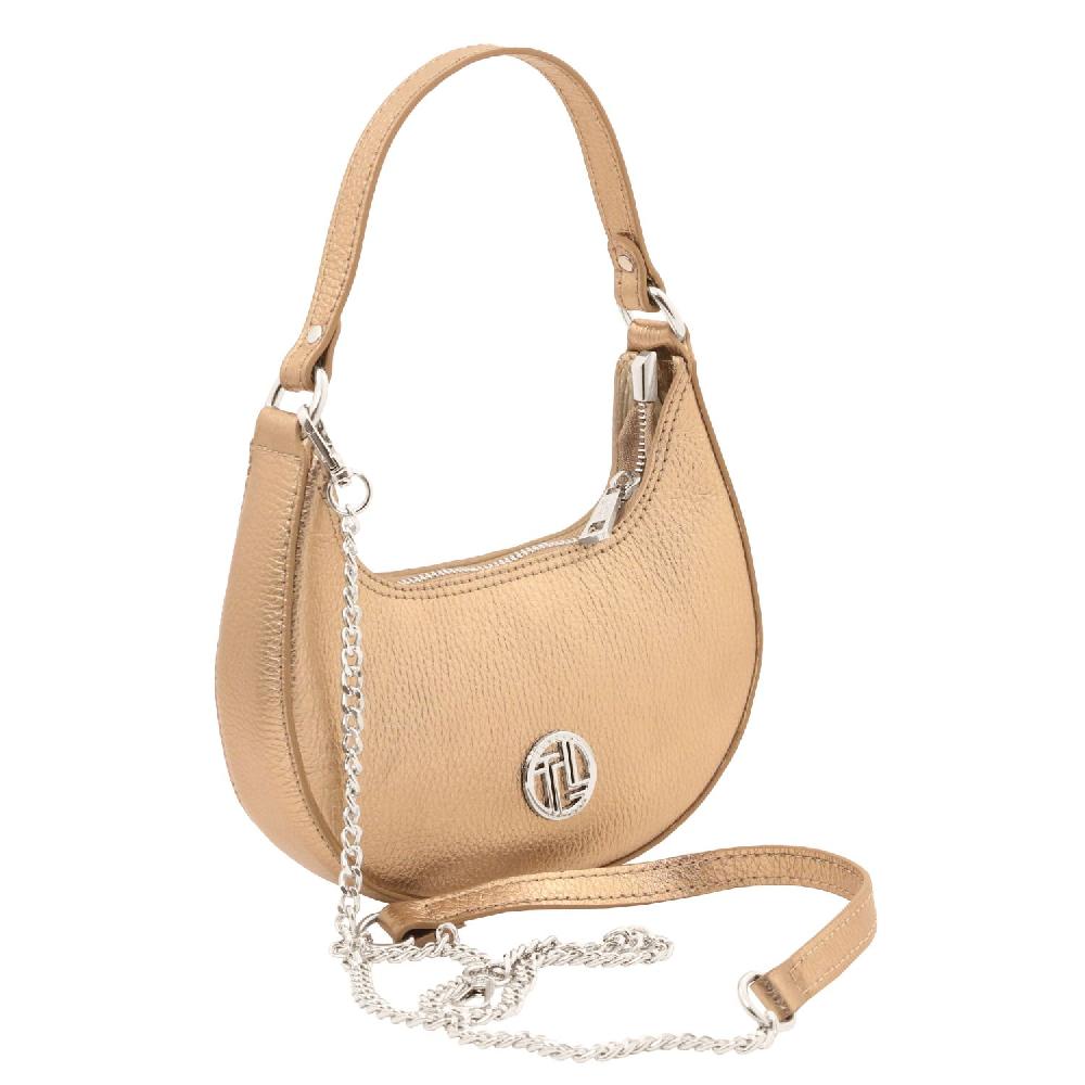 Tuscany Leather Metallic Leather Handbag With Chain Strap Offerta