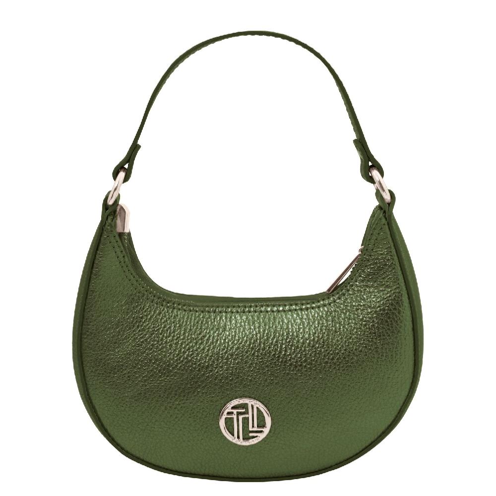 Tuscany Leather Metallic Leather Handbag With Chain Strap Economico