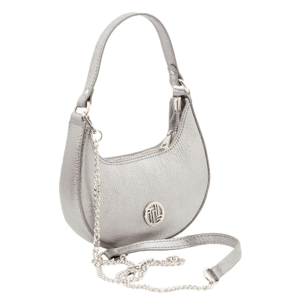 Tuscany Leather Metallic Leather Handbag With Chain Strap Nuova