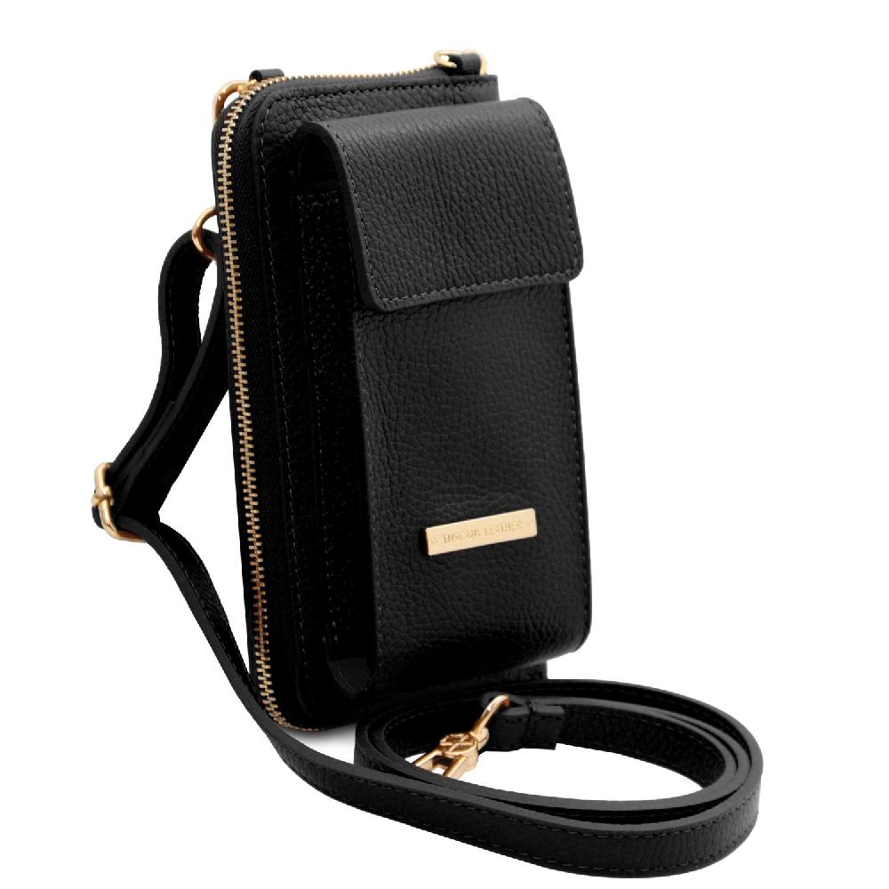 Tuscany Leather Portafoglio/portacellulare in Pelle con Tracolla Consegna Veloce