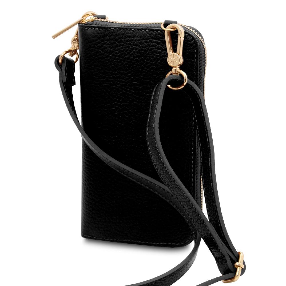 Tuscany Leather Portafoglio/portacellulare in Pelle con Tracolla Consegna Veloce