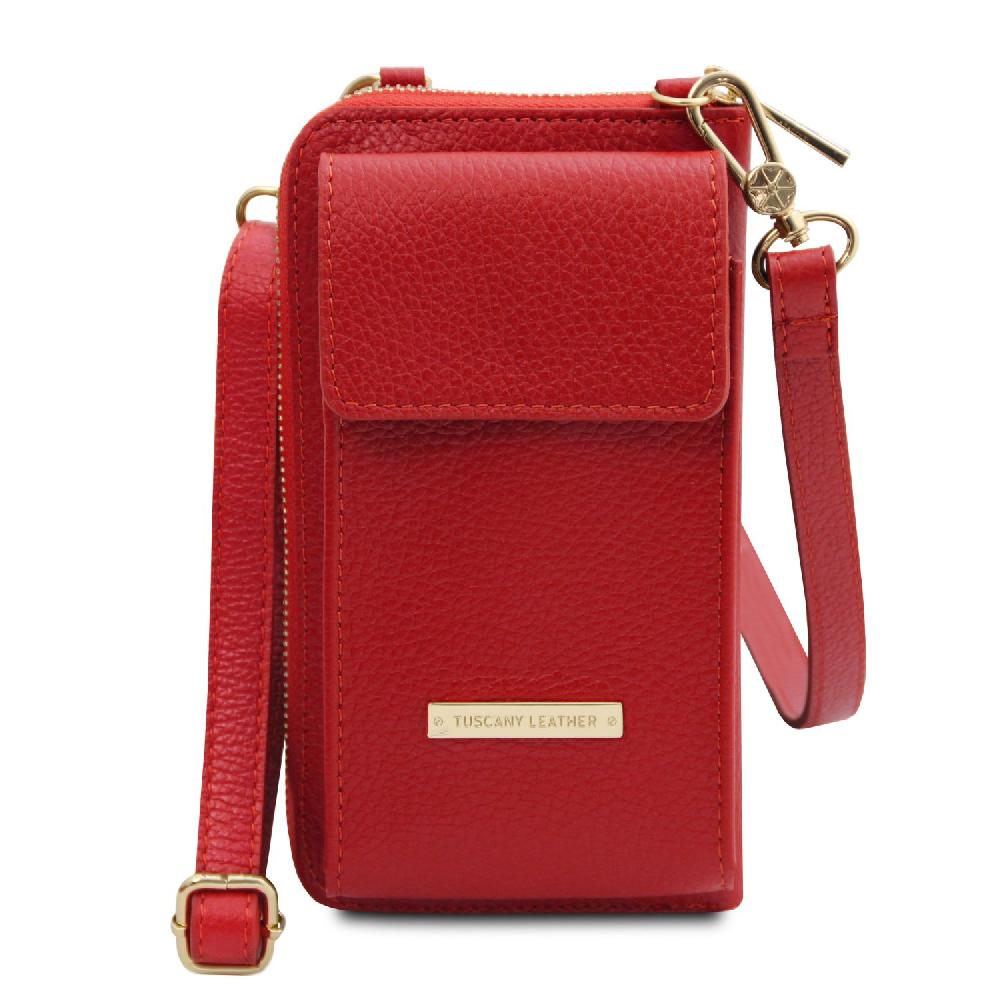 Tuscany Leather Portafoglio/portacellulare in Pelle con Tracolla Cyber Monday