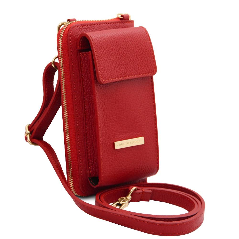 Tuscany Leather Portafoglio/portacellulare in Pelle con Tracolla Cyber Monday