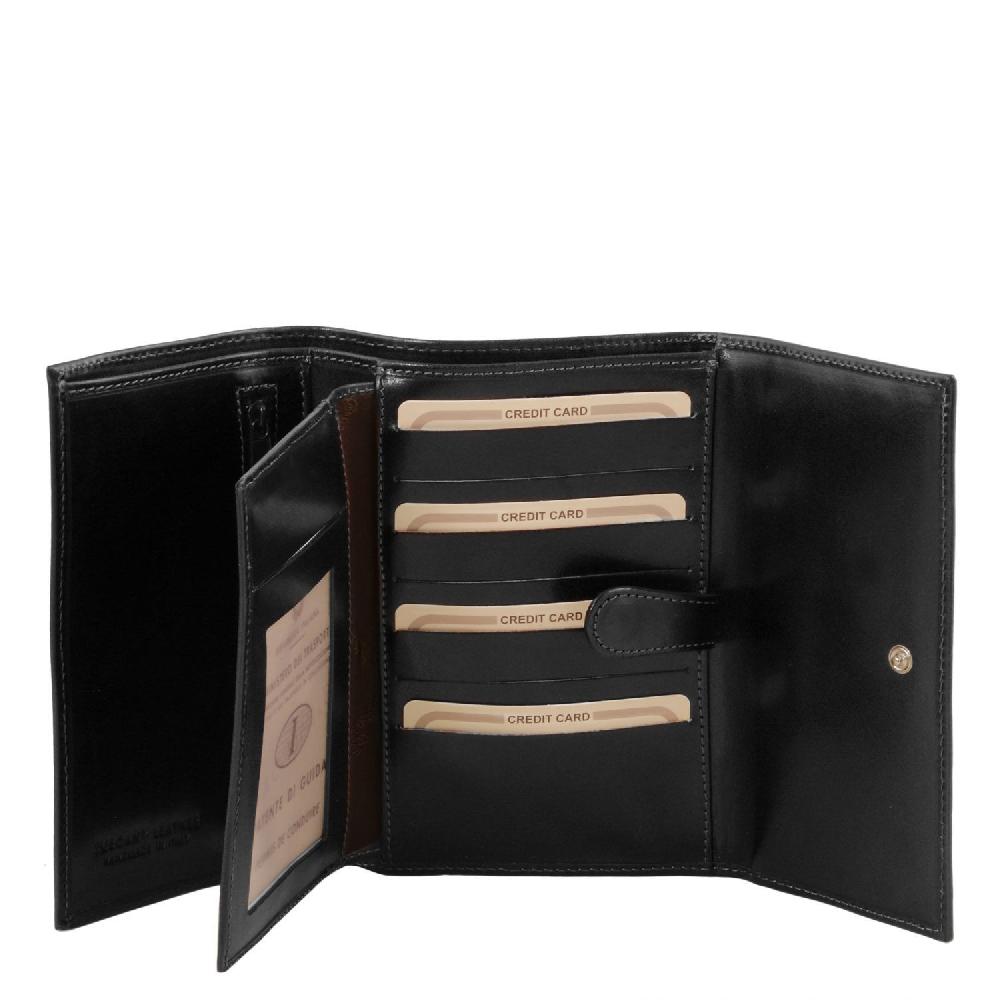 Tuscany Leather Esclusivo Portafogli da Donna in Pelle 4 Ante Vendita Calda