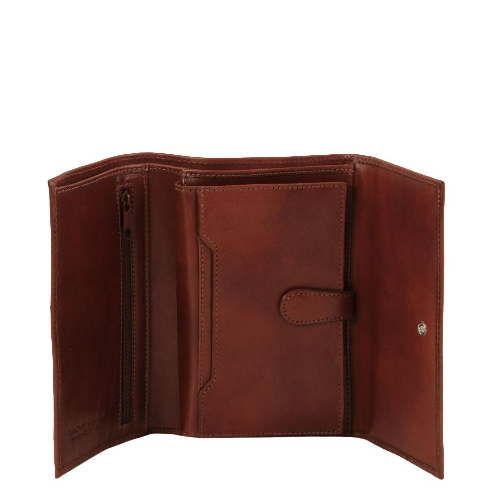 Tuscany Leather Esclusivo Portafogli da Donna in Pelle 4 Ante Vendita Economica