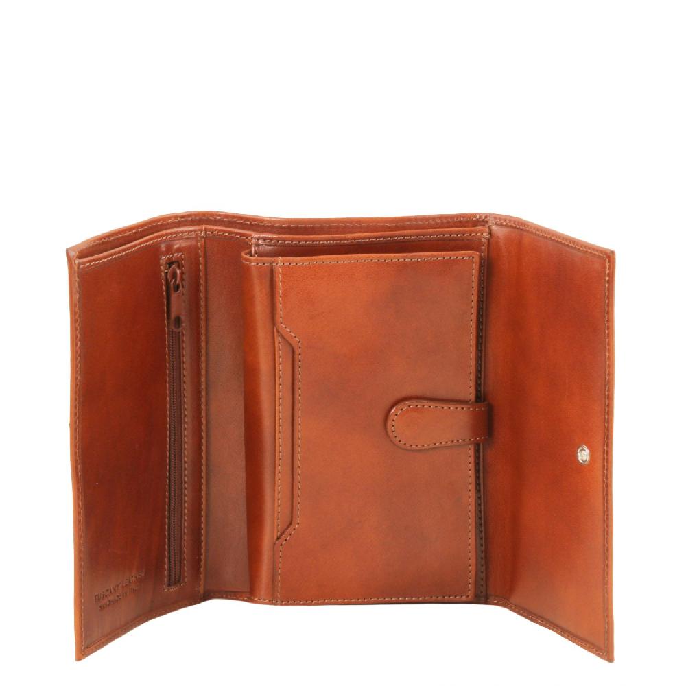 Tuscany Leather Esclusivo Portafogli da Donna in Pelle 4 Ante Saldi Di Fabbrica