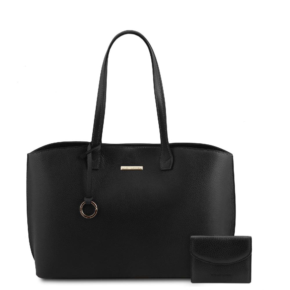 Tuscany Leather Borsa Shopping in Pelle e Portafoglio in Pelle 3 Ante con Portaspiccioli Lightning offer