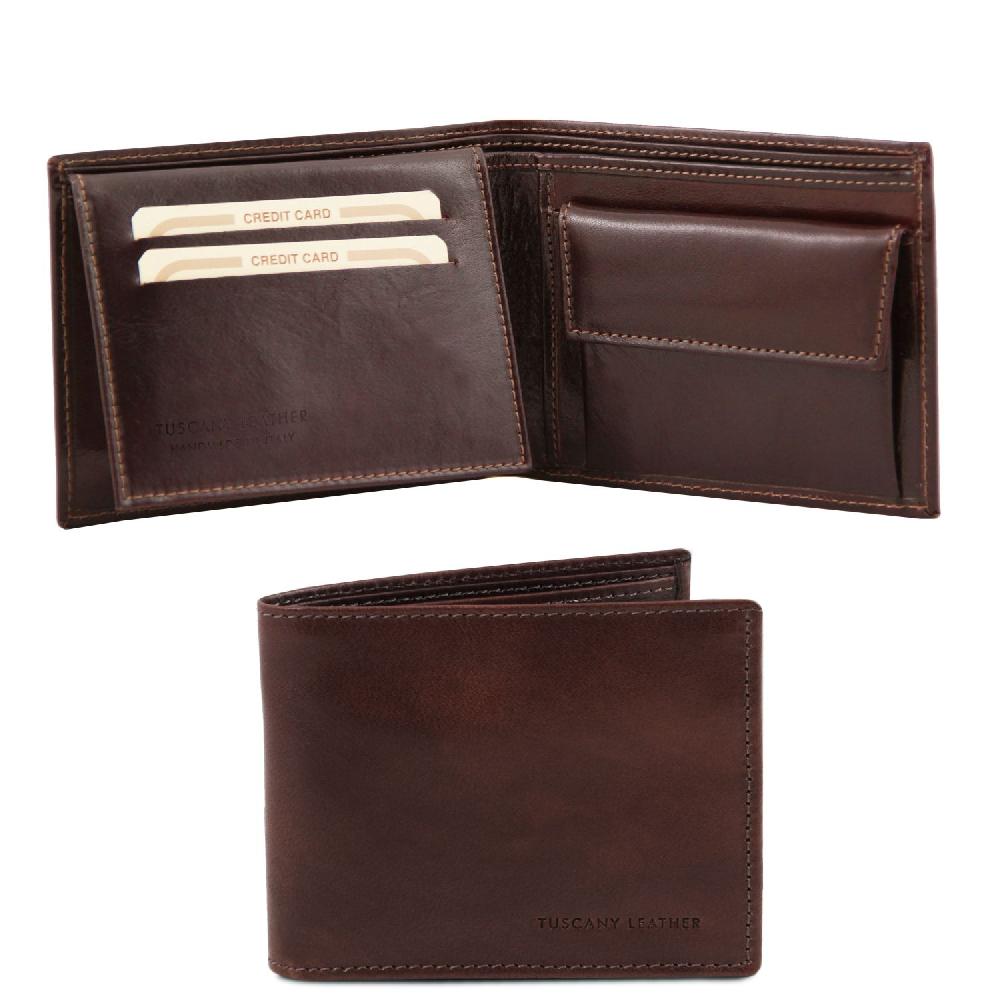 Tuscany Leather Esclusivo Portafoglio Uomo in Pelle 3 Ante con Portaspiccioli Shopping Online