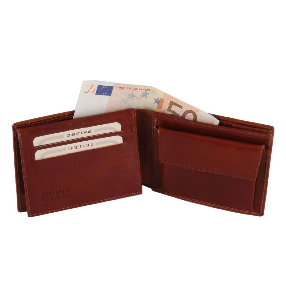 Tuscany Leather Esclusivo Portafoglio Uomo in Pelle 3 Ante con Portaspiccioli Prezzo Ridotto