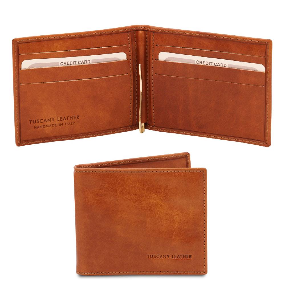 Tuscany Leather Esclusivo Portacarte in Pelle con Fermasoldi Presa