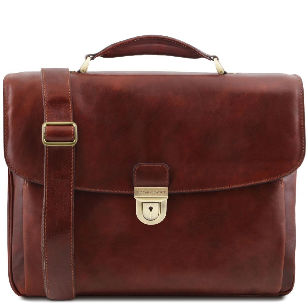Tuscany Leather Trolley con 4 Ruote e Borsa Porta Computer TL SMART in Pelle Negozio