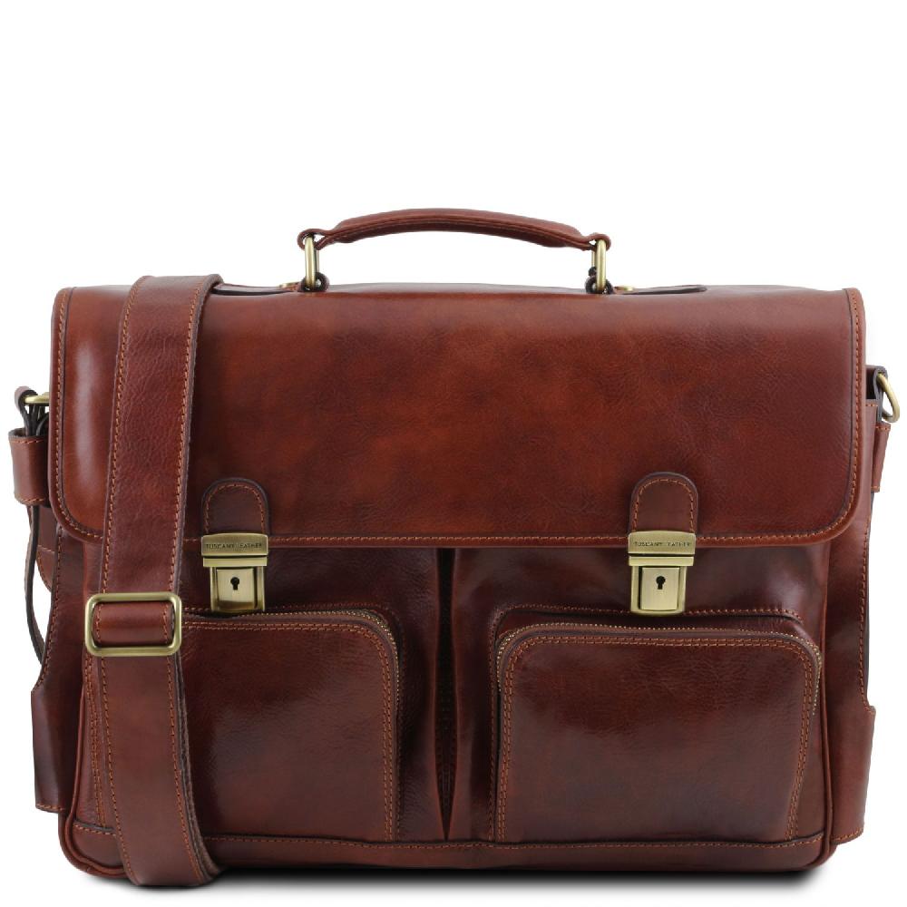 Tuscany Leather Borsa Multiscomparto da Lavoro TL SMART con Tasche Frontali in Pelle