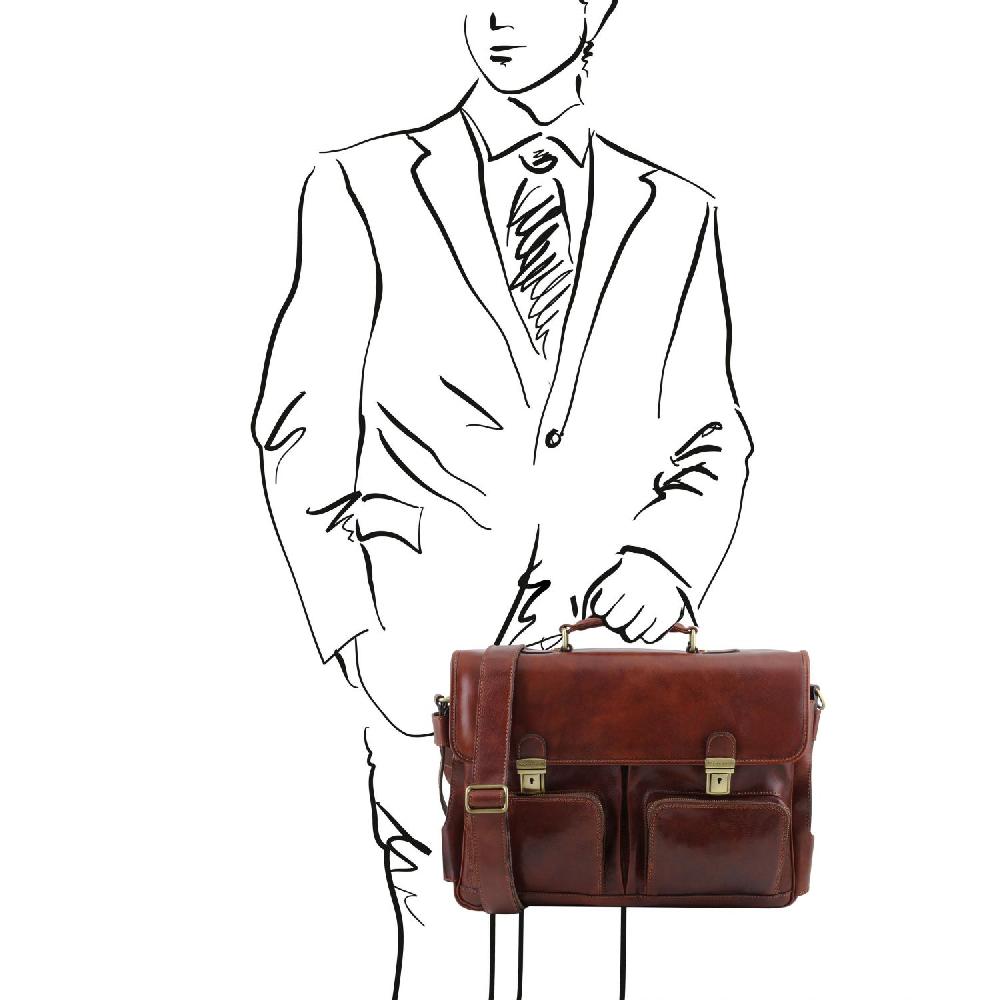 Tuscany Leather Borsa Multiscomparto da Lavoro TL SMART con Tasche Frontali in Pelle Comprare a buon mercato