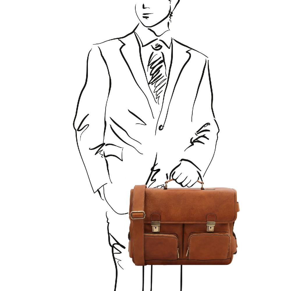 Tuscany Leather Borsa Multiscomparto da Lavoro TL SMART con Tasche Frontali in Pelle Grande vendita