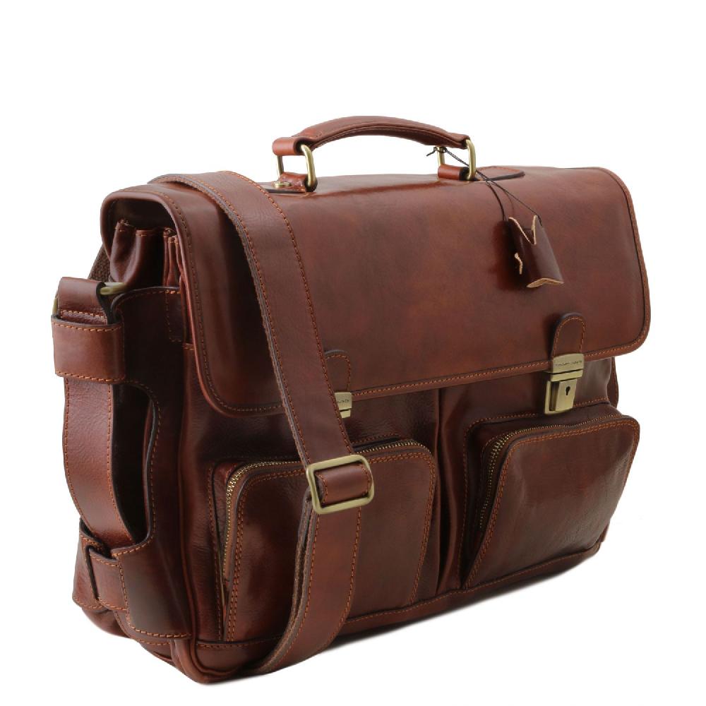 Tuscany Leather Borsa Multiscomparto da Lavoro TL SMART con Tasche Frontali in Pelle Grande vendita