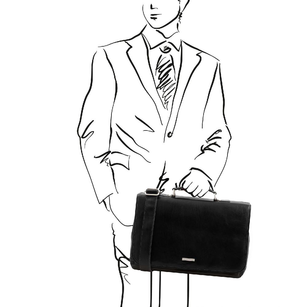 Tuscany Leather Borsa da Lavoro TL SMART Multiscomparto in Pelle con Pattella Flash Sale