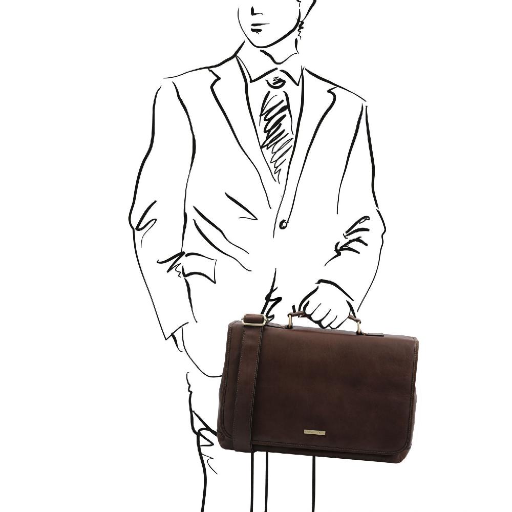 Tuscany Leather Borsa da Lavoro TL SMART Multiscomparto in Pelle con Pattella Fornitura limitata