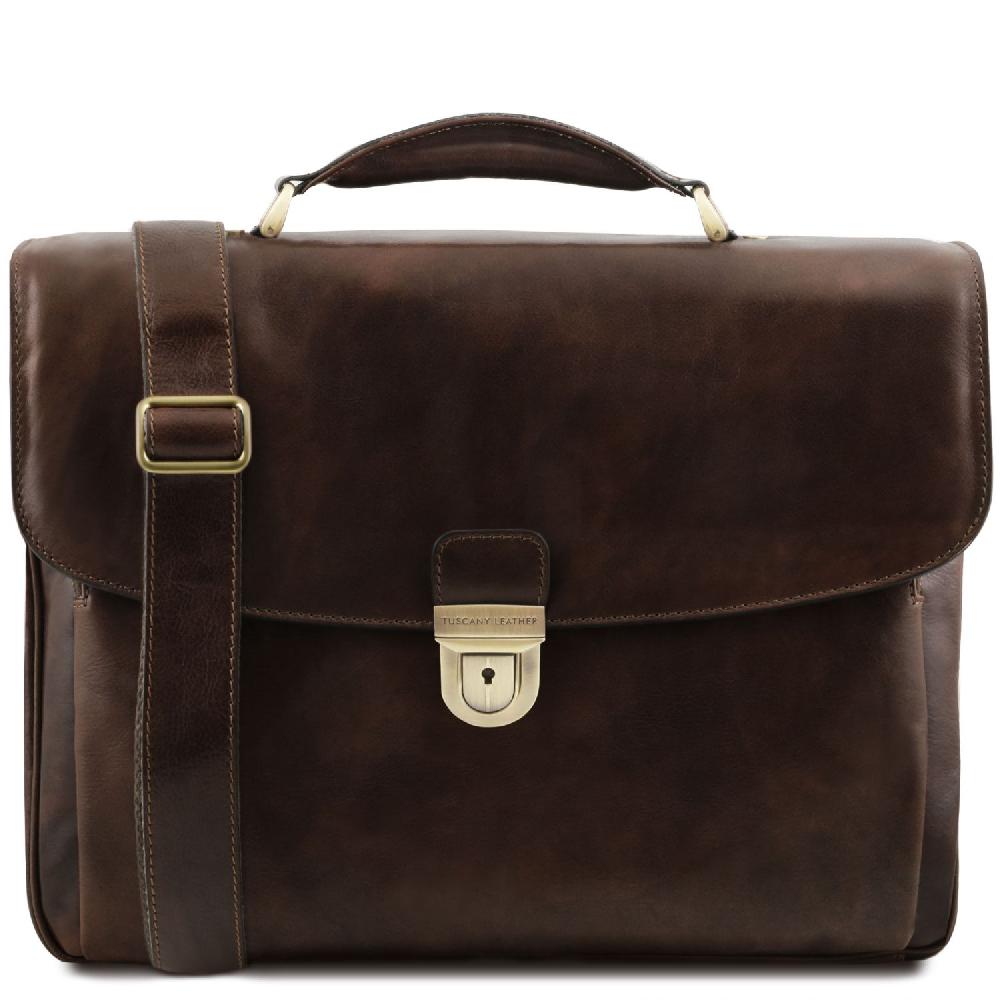 Tuscany Leather Borsa Porta Computer TL SMART Multiscomparto in Pelle Vendite stagionali