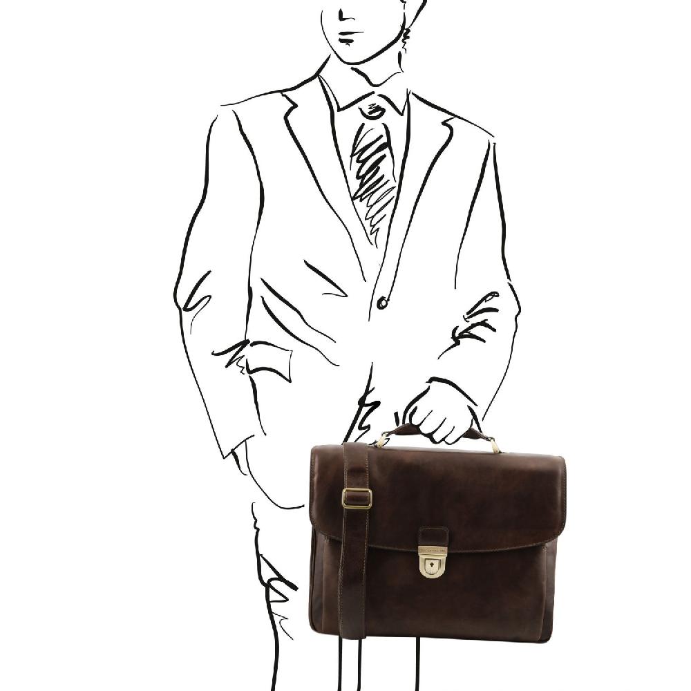 Tuscany Leather Borsa Porta Computer TL SMART Multiscomparto in Pelle Vendite stagionali