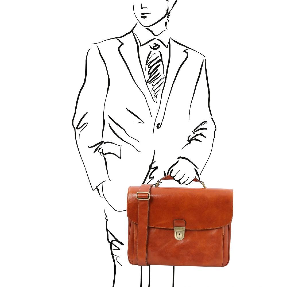 Tuscany Leather Borsa Porta Computer TL SMART Multiscomparto in Pelle Cyber Monday