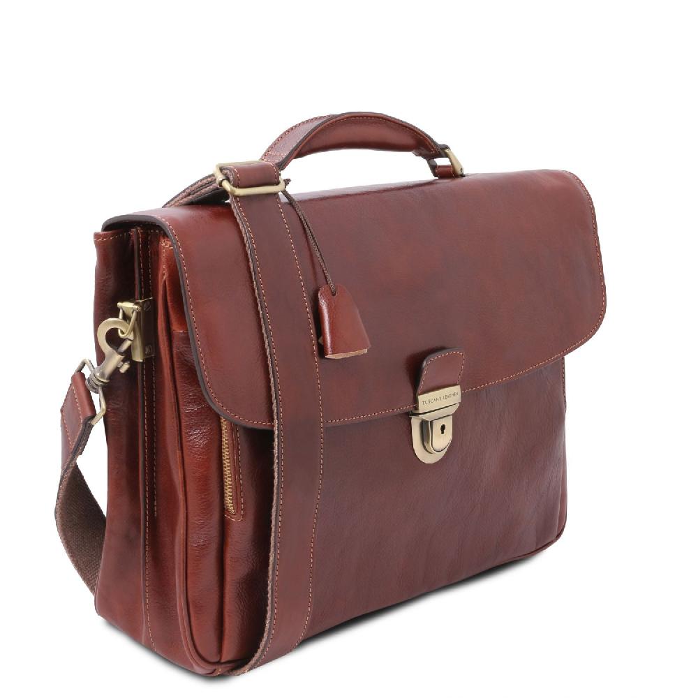 Tuscany Leather Borsa Porta Computer TL SMART Multiscomparto in Pelle Cyber Monday