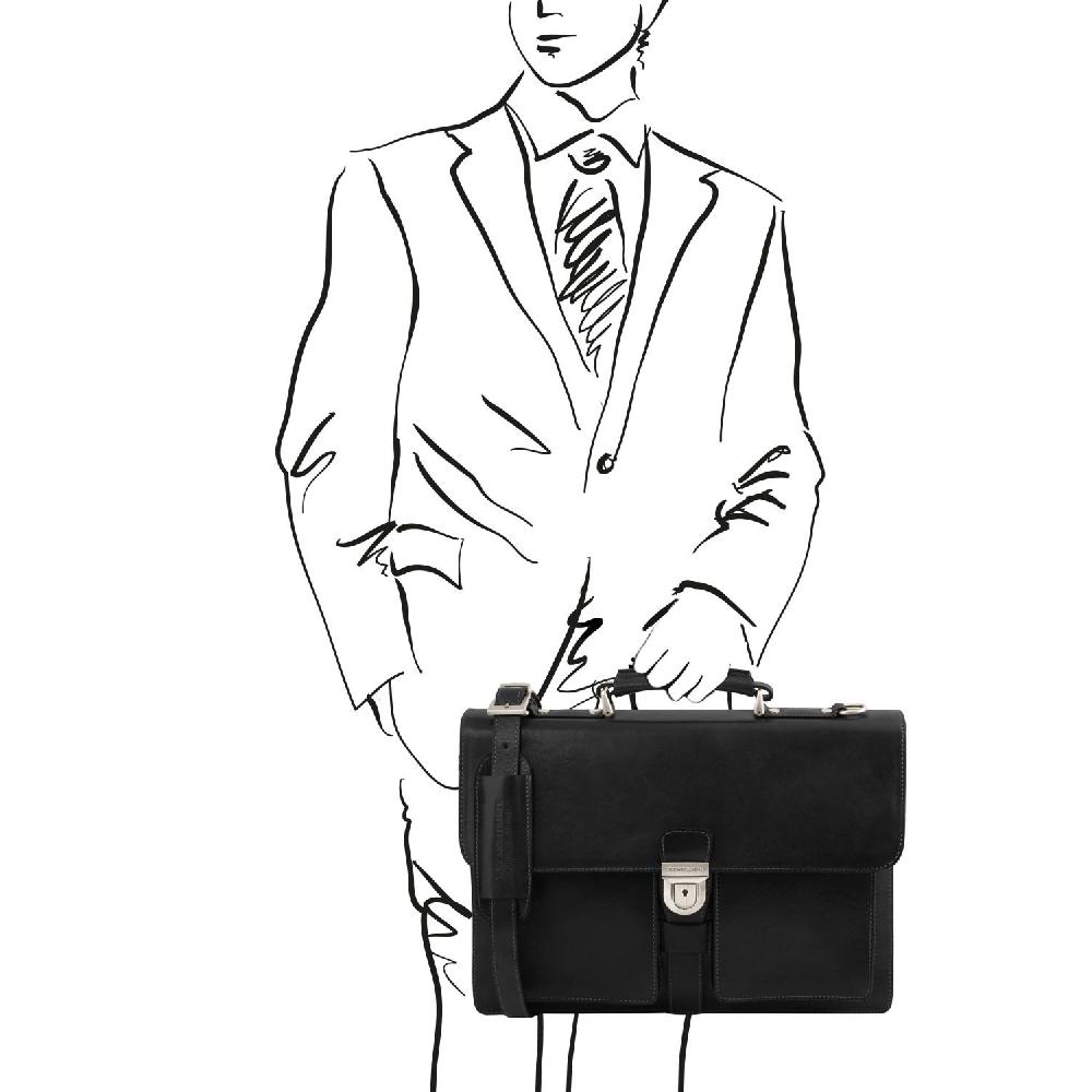 Tuscany Leather Borsa da Lavoro in Pelle 3 Scomparti Offerta natalizia