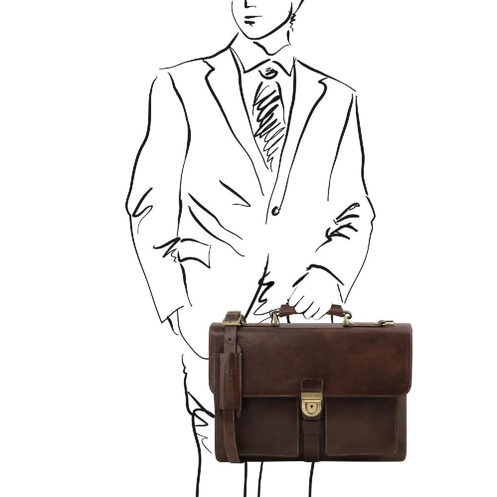 Tuscany Leather Borsa da Lavoro in Pelle 3 Scomparti Offerta Pasqua