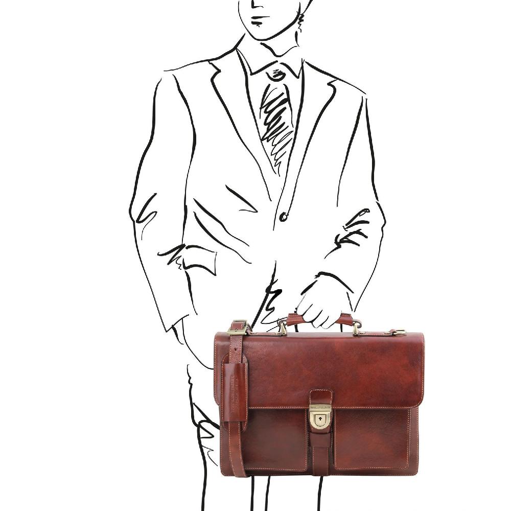 Tuscany Leather Borsa da Lavoro in Pelle 3 Scomparti Offerta per la Festa della Mamma