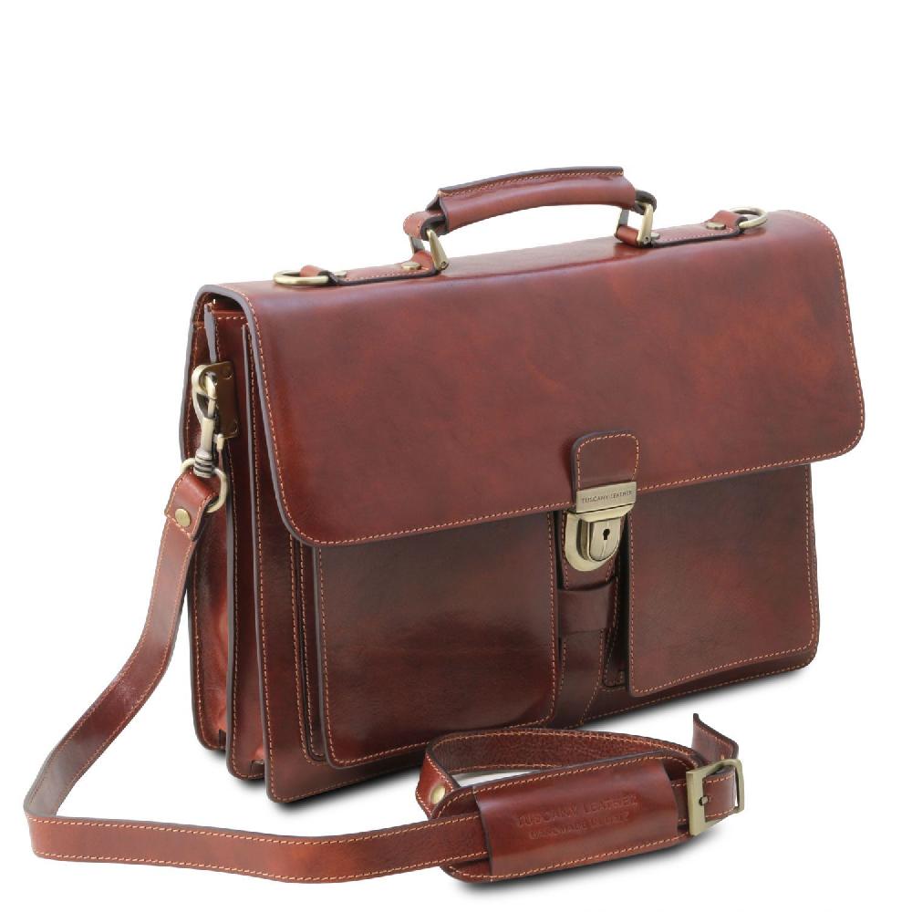 Tuscany Leather Borsa da Lavoro in Pelle 3 Scomparti Offerta Giorno del Papà