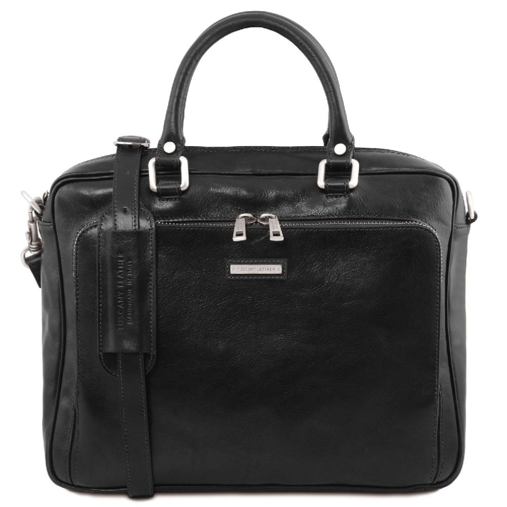 Tuscany Leather Borsa Porta Computer da Lavoro con Tasca Frontale in Pelle