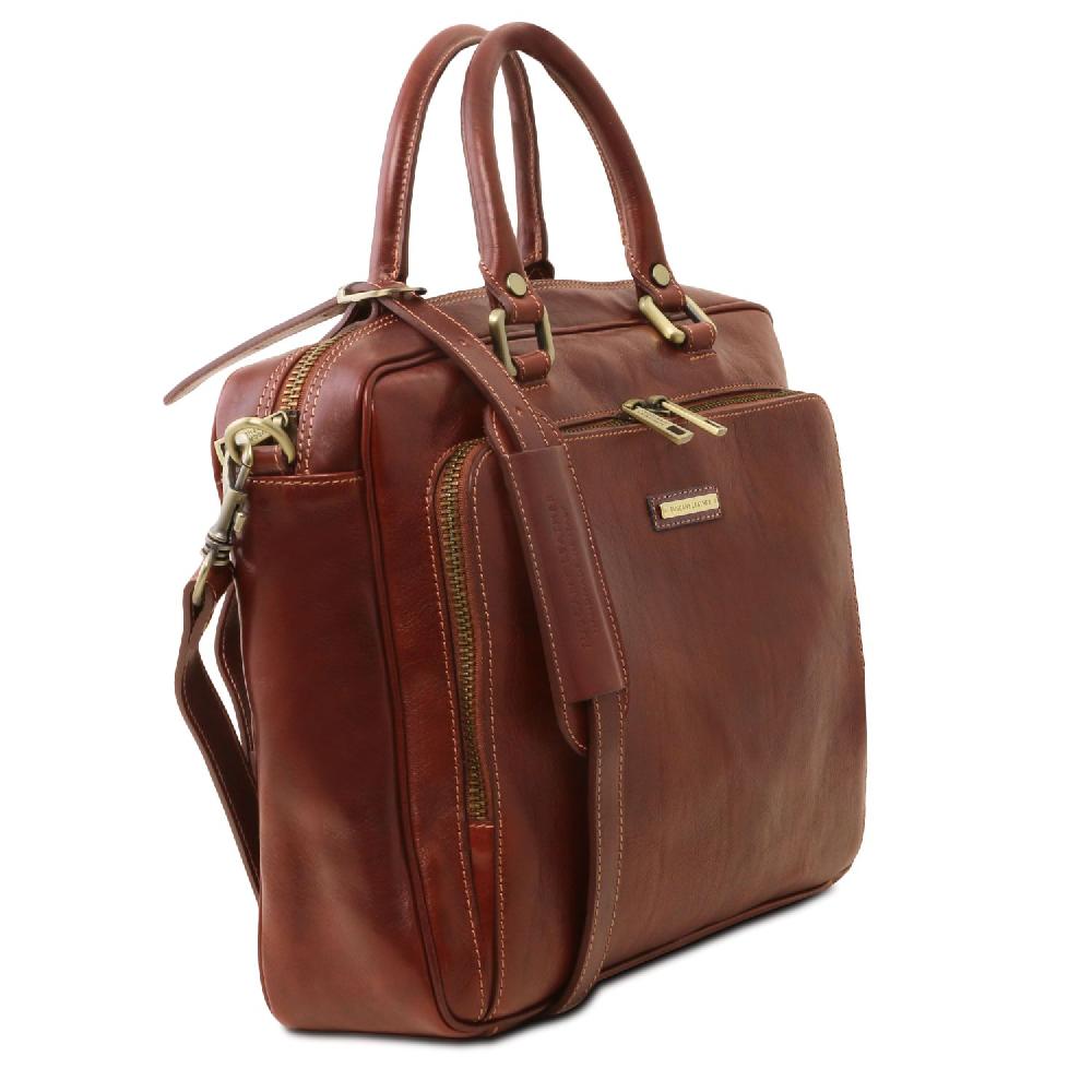 Tuscany Leather Borsa Porta Computer da Lavoro con Tasca Frontale in Pelle Grandi sconti