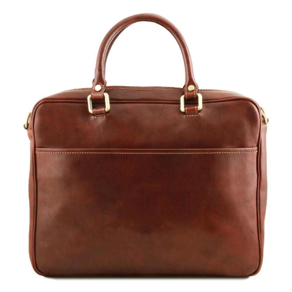 Tuscany Leather Borsa Porta Computer da Lavoro con Tasca Frontale in Pelle Grandi sconti