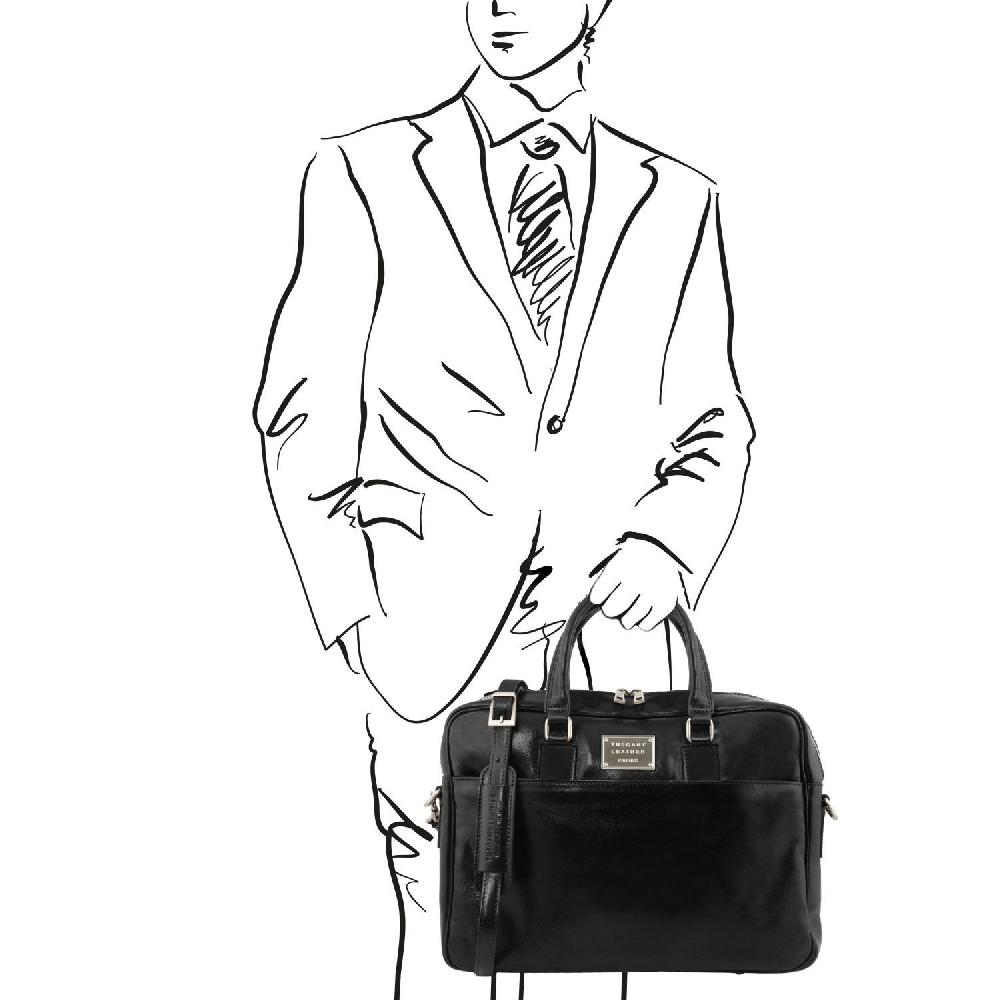 Tuscany Leather Borsa Porta Computer a 2 Scomparti in Pelle Spedizione Gratuita