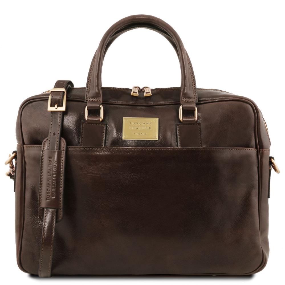 Tuscany Leather Borsa Porta Computer a 2 Scomparti in Pelle Pezzi Unici