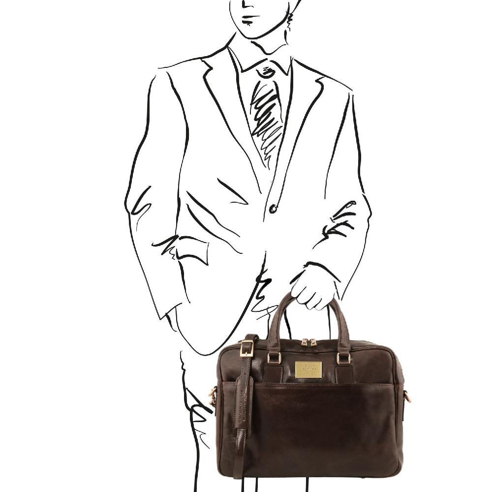 Tuscany Leather Borsa Porta Computer a 2 Scomparti in Pelle Pezzi Unici
