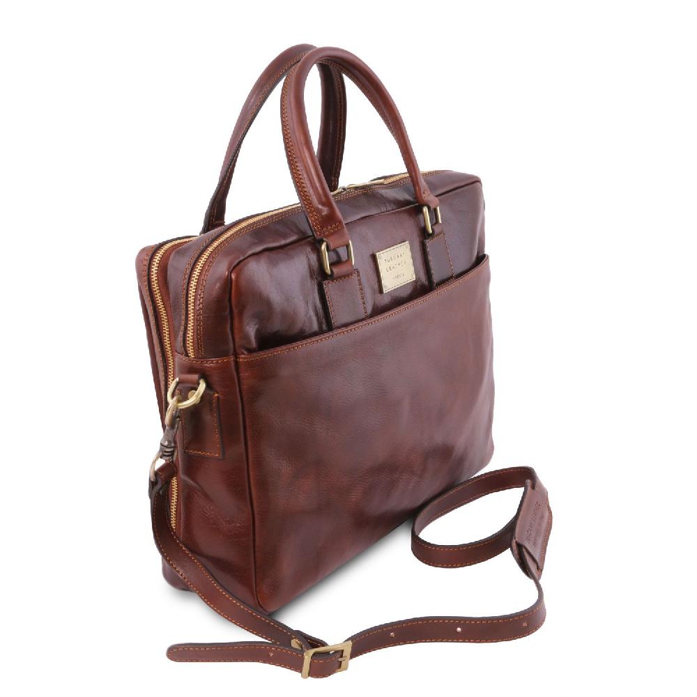 Tuscany Leather Borsa Porta Computer a 2 Scomparti in Pelle Pezzi Unici