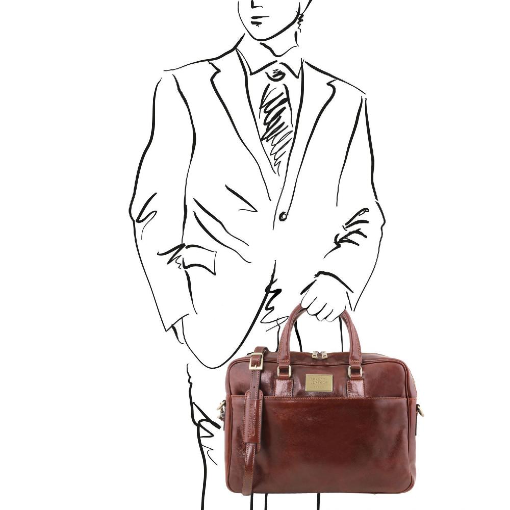 Tuscany Leather Borsa Porta Computer a 2 Scomparti in Pelle Soddisfazione Garantita