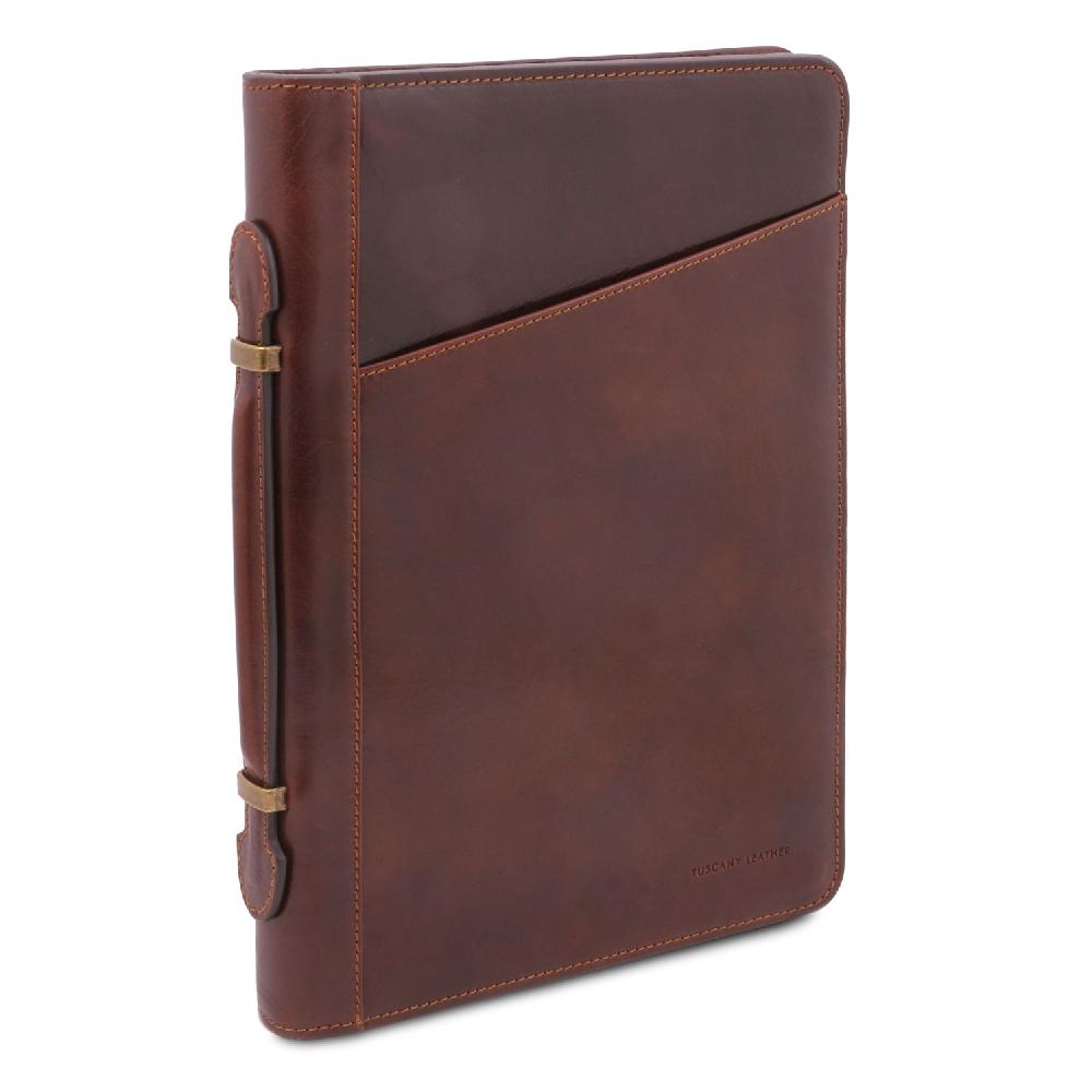 Tuscany Leather Esclusivo Portadocumenti in Pelle con Anelli e Manico Shopping Online