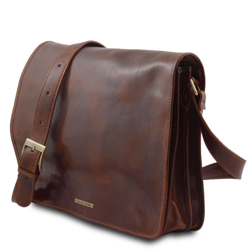 Tuscany Leather Borsa a Tracolla 2 Scomparti in Pelle Vendita calda