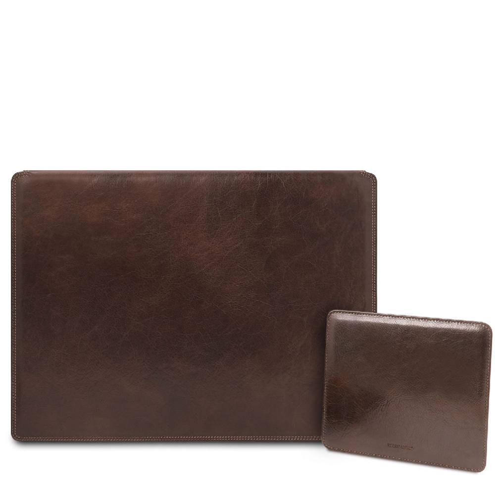 Tuscany Leather Sottomano da Scrivania con Ribalta e Tappetino per Mouse in Pelle