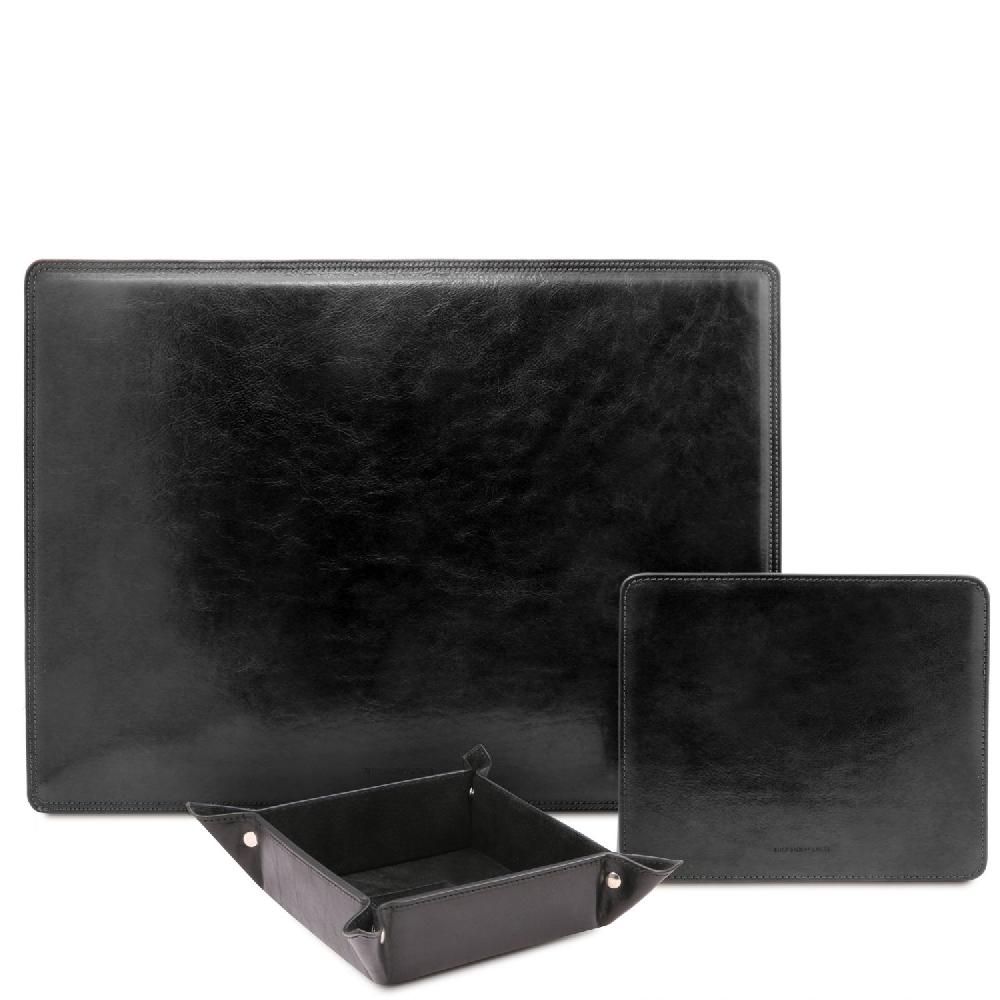 Tuscany Leather Sottomano da Scrivania Tappetino per Mouse e Vuotatasche in Pelle