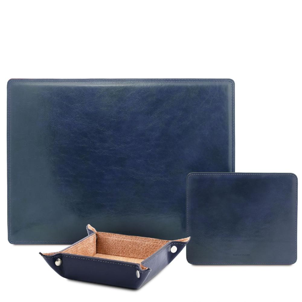 Tuscany Leather Sottomano da Scrivania Tappetino per Mouse e Vuotatasche in Pelle